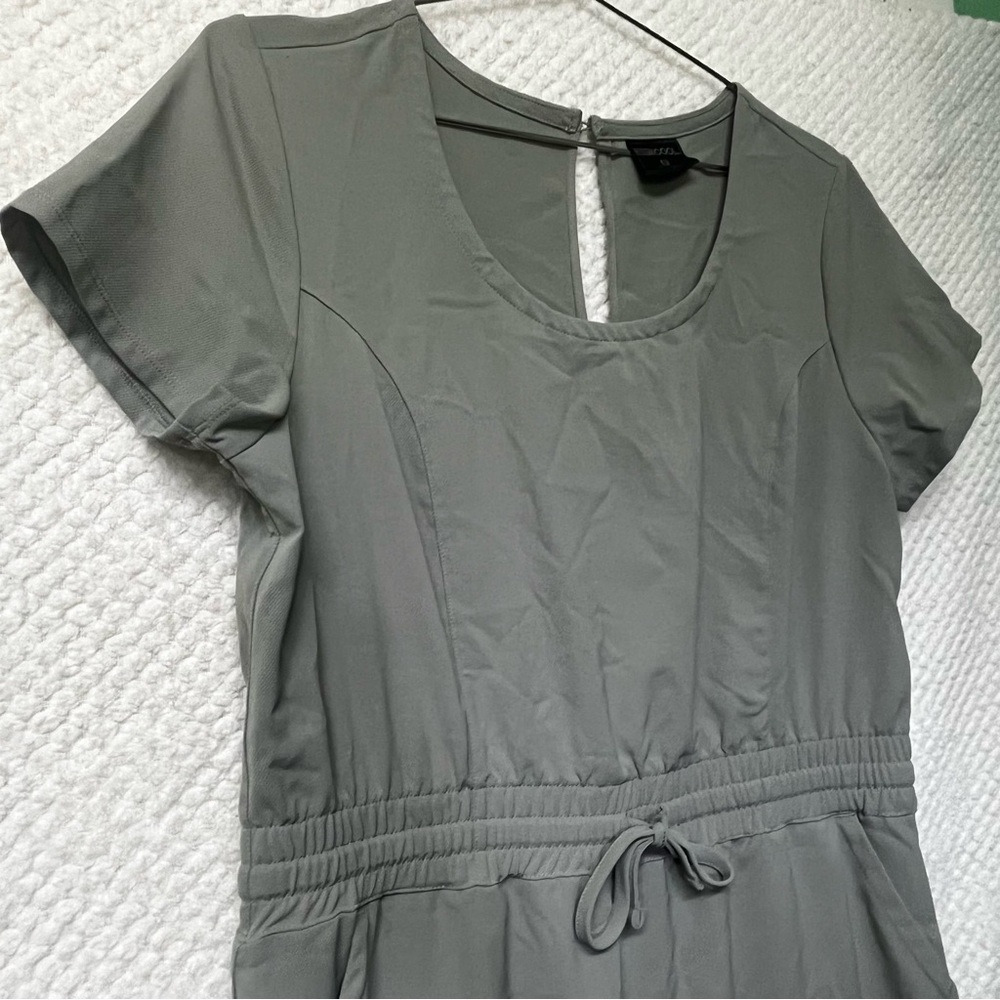 32 Degrees Light Gray Mini Dress Adjustable Tie Waist Casual Scoop Neck Medium - Picture 4 of 8